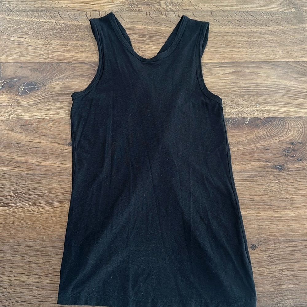 James Perse, Cross Back Tank, Black. Size 1